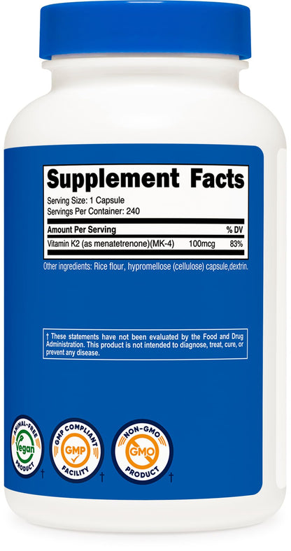 Nutricost Vitamina K2 MK-4 100mcg — 240 Cápsulas
