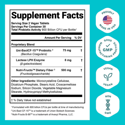 Nutrition Essentials Probiotics for Women & Men with Lactase Enzyme & Prebiotic Fiber – 3 Count of 60 Tablets - Calm Era