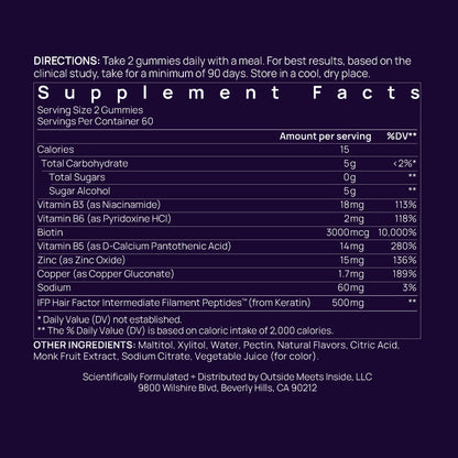 OMI WELLBEAUTY Hair Growth Peptides Gummies – Doctor Recommended, Patented Follicle Fortifying Formula