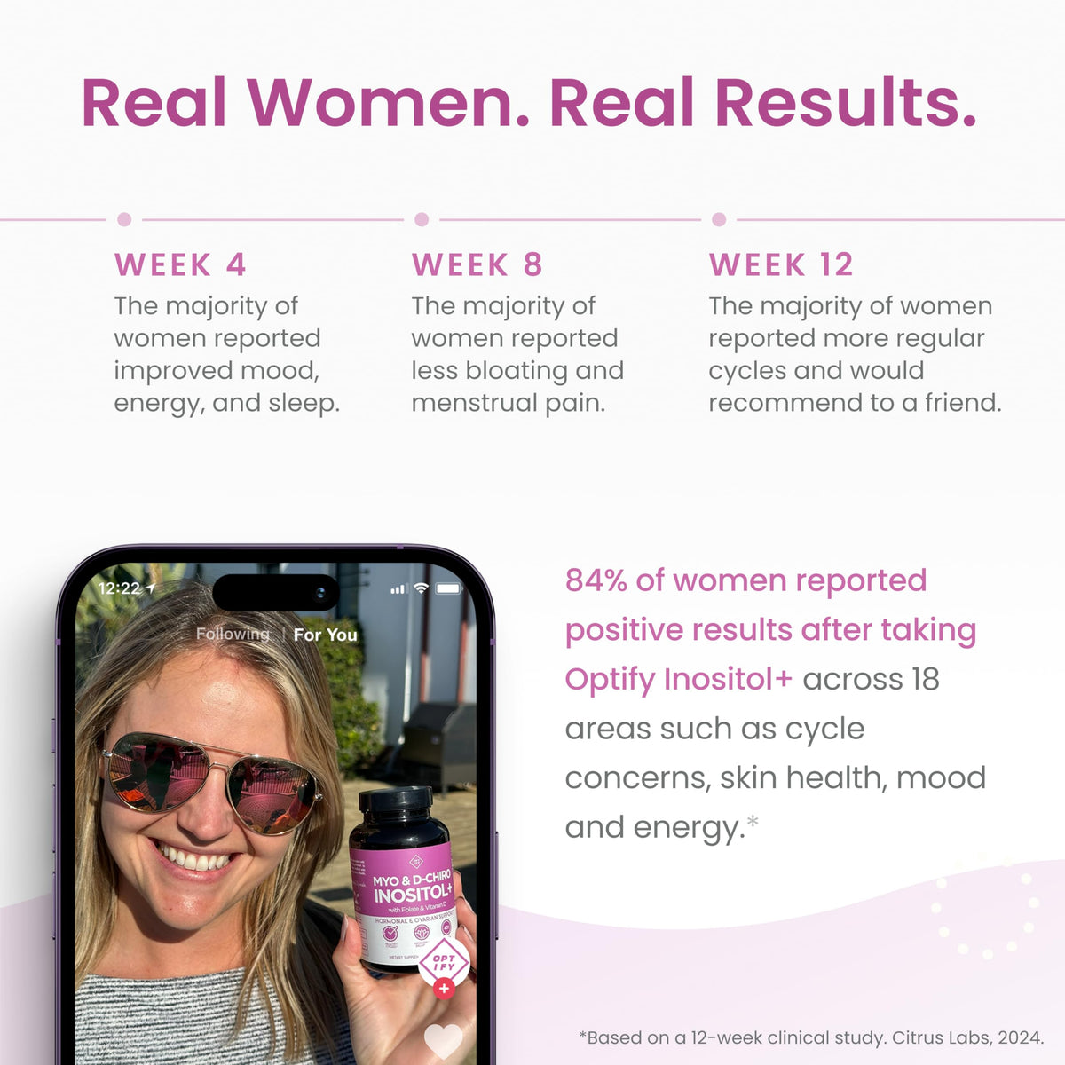 Optify Inositol para mujeres – Suministro para 90 días, Myo-inositol a D-Chiro inositol 40:1, folato y vitamina D