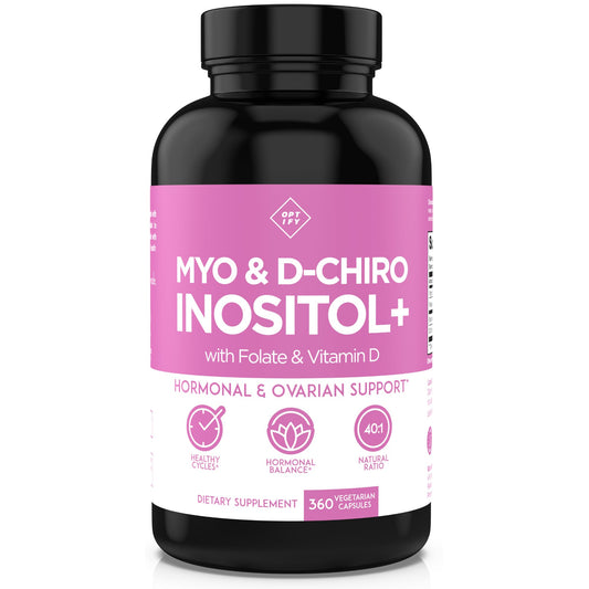 Optify Inositol para mujeres – Suministro para 90 días, Myo-inositol a D-Chiro inositol 40:1, folato y vitamina D