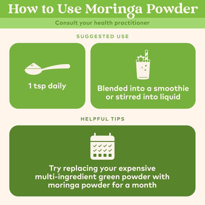 Organic India Moringa Powder 2-Pack | USDA Organic Green Superfood