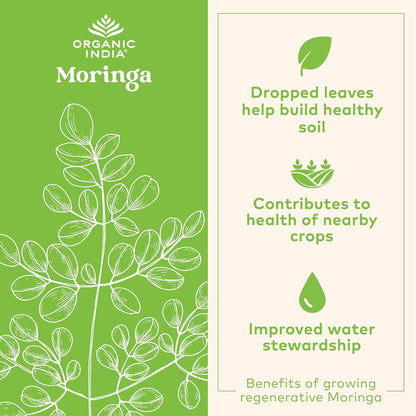 Organic India Moringa Powder 2-Pack | USDA Organic Green Superfood