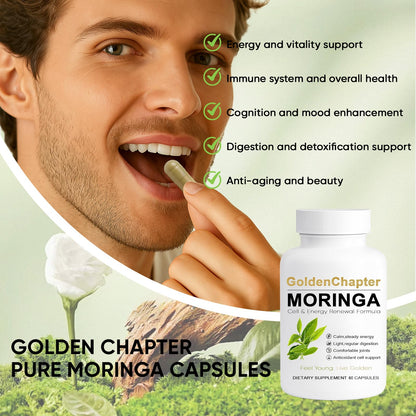 Golden Chapter Cápsulas de Moringa con Hierro, Magnesio, B12 y Vitamina C, 60 unidades