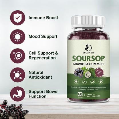 Organic Soursop Graviola Gummies with Elderberry — 60-Day Supply - Calm Era