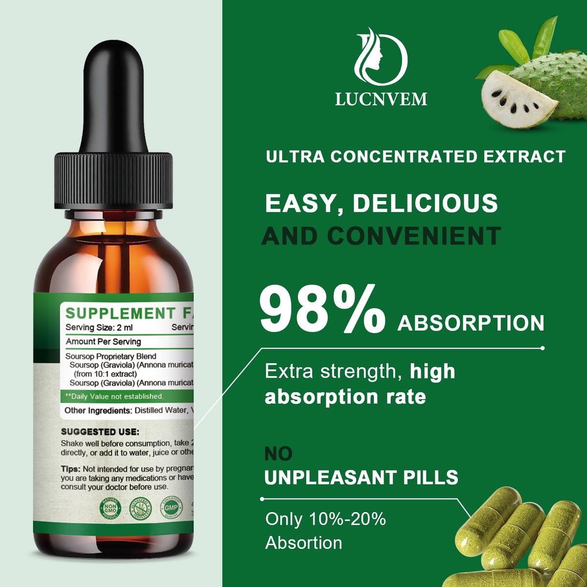 Organic Soursop Graviola Liquid Drops — 2 Pack, 2fl oz Each - Calm Era