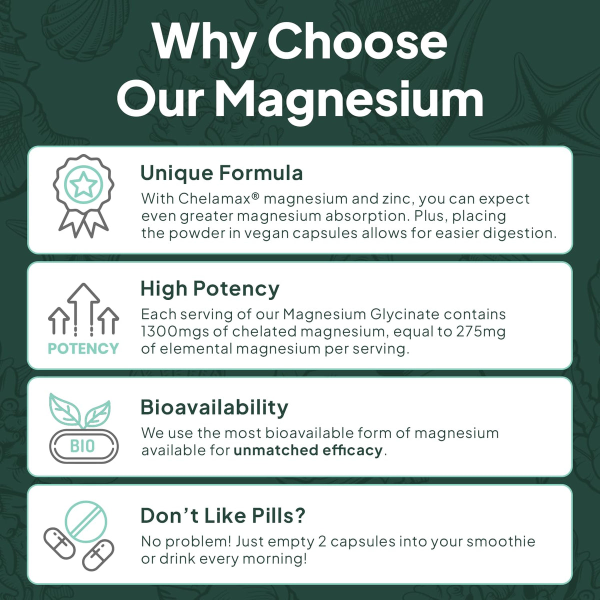 Organics Ocean Magnesium Glycinate with Zinc | Dead Sea | 3-Bottle Bundle