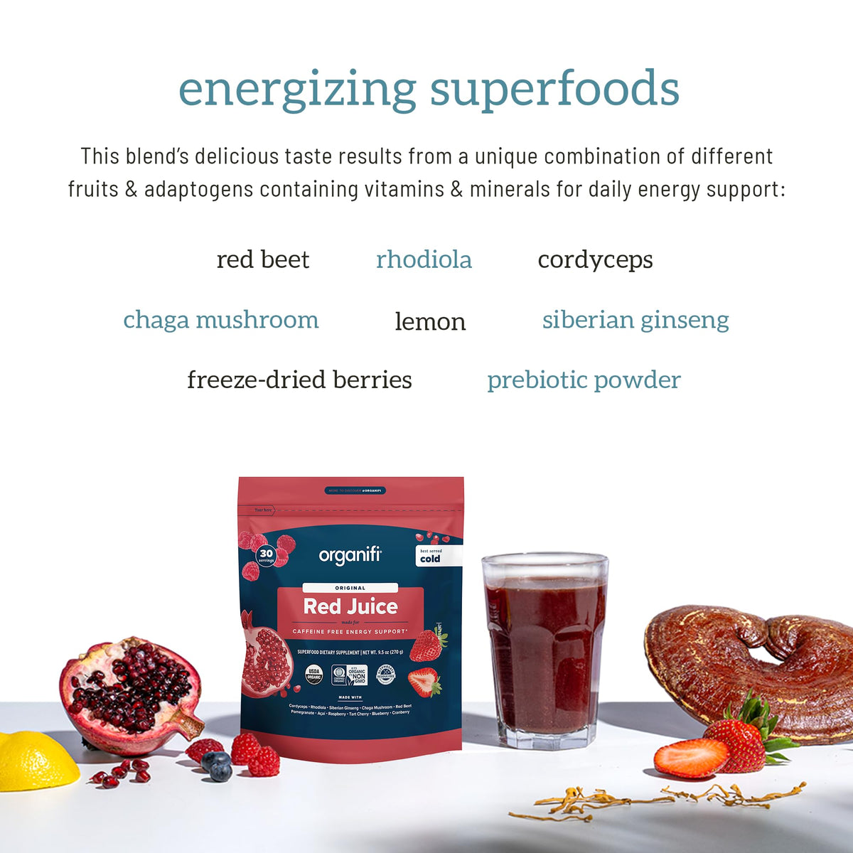 Organifi Red Juice – Energy & Focus Superfood Powder 90 Servings