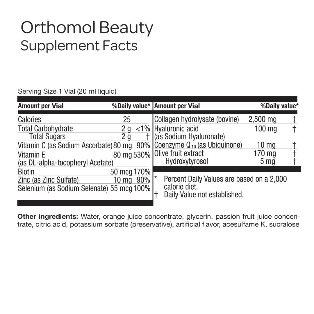 Orthomol Beauty – Suplemento de belleza para mujeres | Suministro para 7 días | Apoya el cabello, la piel y las uñas | Colágeno + Coenzima Q10