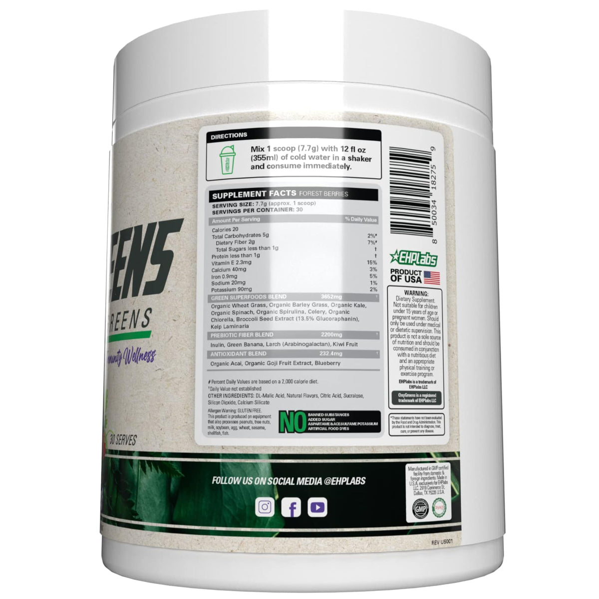 EHP Labs OxyGreens Forest Berries – Daily Greens Powder | 30 Servings