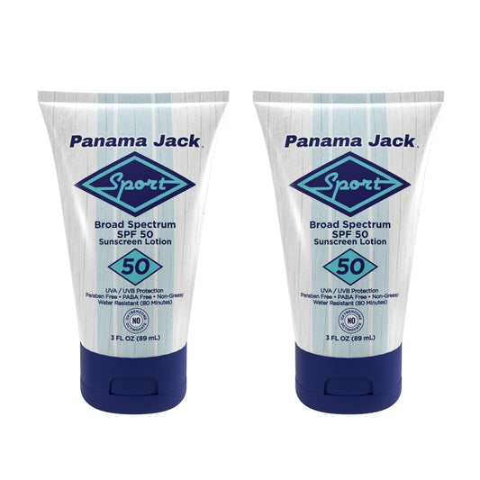 Loción protectora solar deportiva SPF 50 de Panama Jack — Paquete de 2 unidades de 3 oz