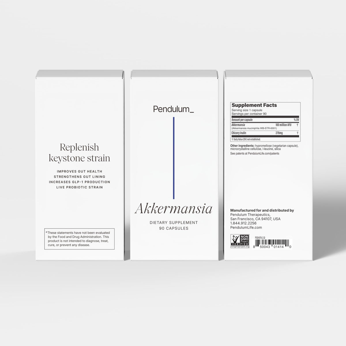 Pendulum Akkermansia Probiotic with Prebiotic Fiber 90 Capsules - Calm Era