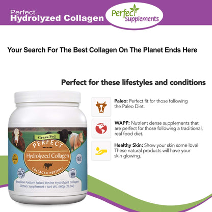 Perfect Supplements Hydrolyzed Collagen Powder – Grass-Fed, Brazilian Pasture-Raised | 660g × 2 - Calm Era