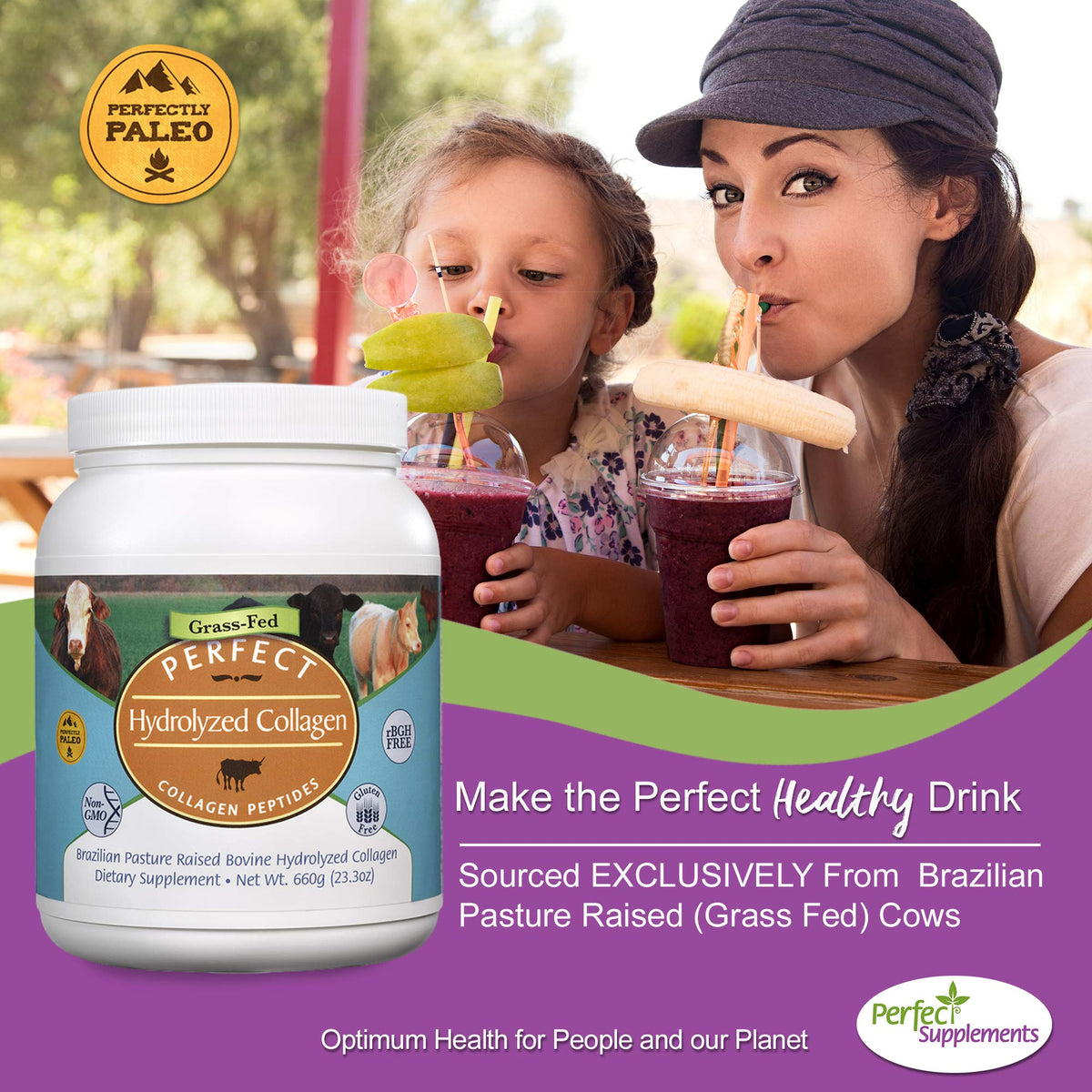Perfect Supplements Hydrolyzed Collagen Powder – Grass-Fed, Brazilian Pasture-Raised | 660g × 2 - Calm Era