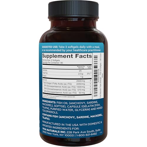 Triple Strength Omega-3 Fish Oil 2500mg | 180 Softgels | IFOS Certified