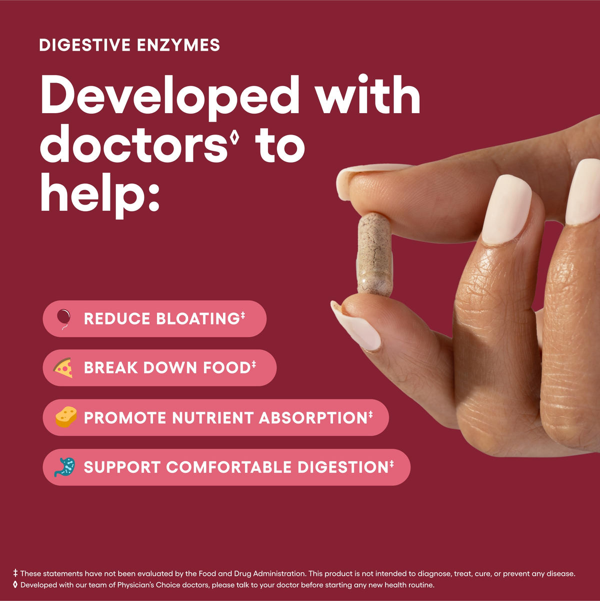 Physician's CHOICE Enzimas Digestivas – 16 Enzimas con Prebióticos y Probióticos Orgánicos (180 comprimidos)