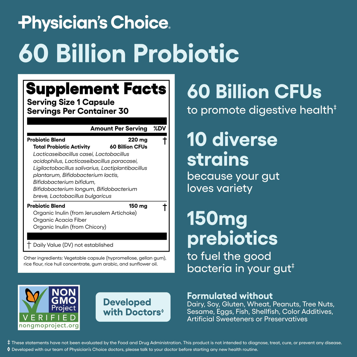 Physician's CHOICE Advanced Gut Health Bundle: 60B Probiotics 30ct + Digestive Enzymes 60ct - Calm Era