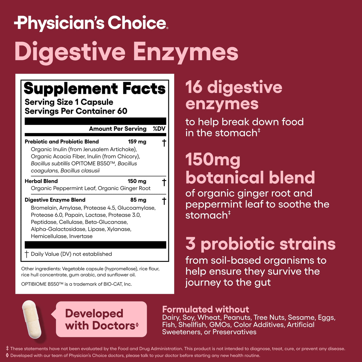 Physician's CHOICE Advanced Gut Health Bundle: 60B Probiotics 30ct + Digestive Enzymes 60ct - Calm Era