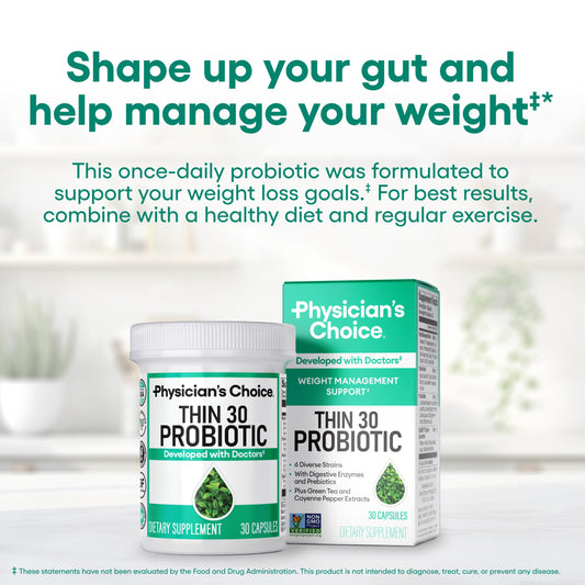 Probióticos Physician's Choice para el control de peso e hinchazón – 6 cepas, 60 cápsulas