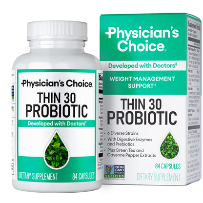 Physician's CHOICE Probióticos – Control de peso e hinchazón, 6 cepas, 84 unidades