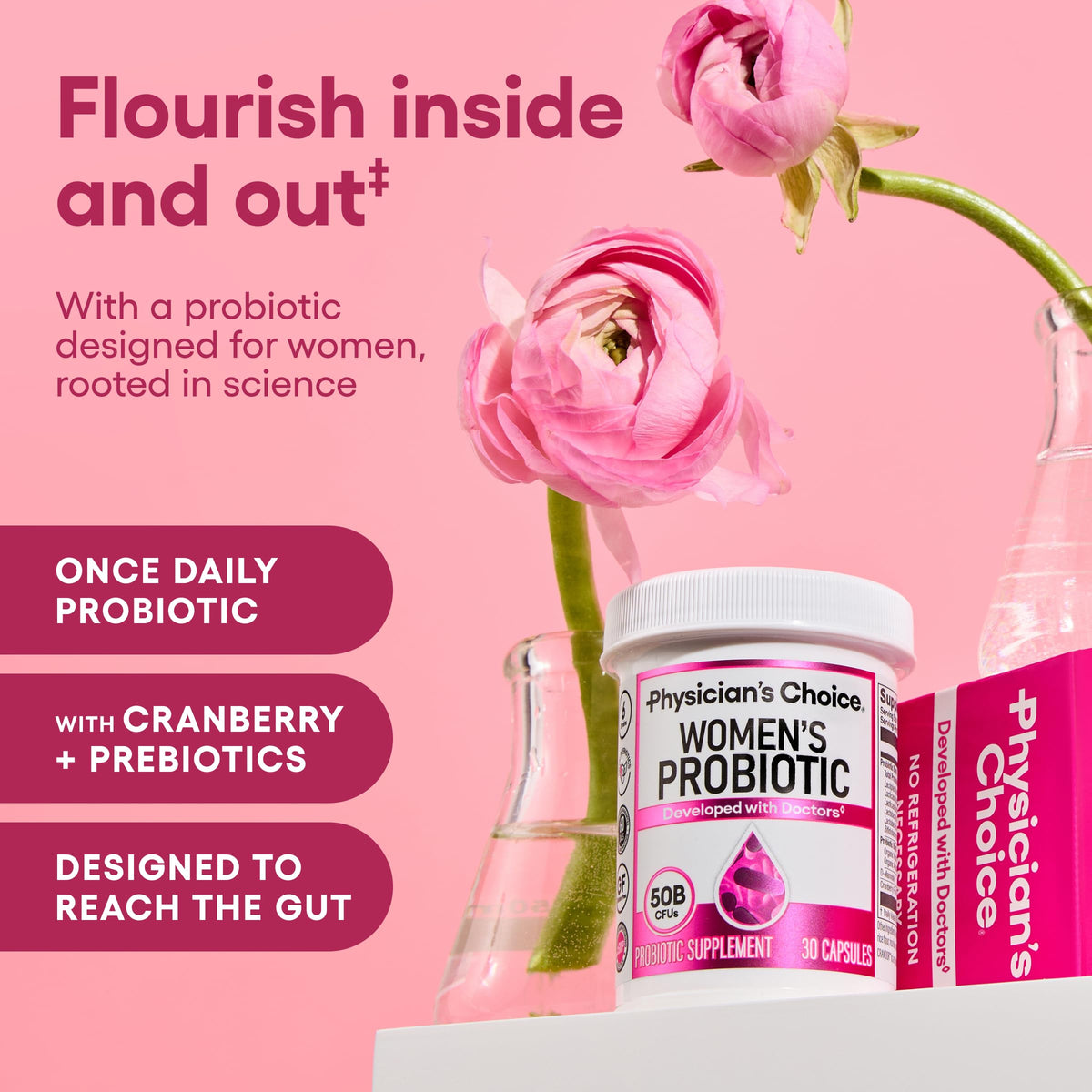 Physician's CHOICE Probiotics for Women - 50B CFU, 6 Strains, Cranberry + Organic Prebiotics - 84 CT - Calm Era