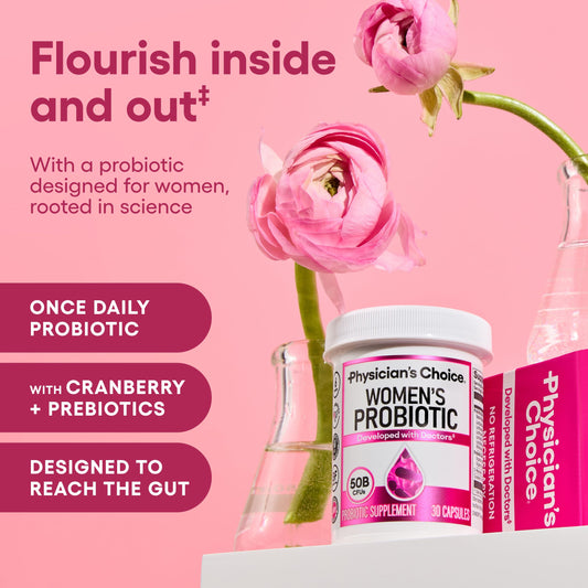 Physician's CHOICE Probiotics for Women - 50B CFU, 6 Strains, Cranberry + Organic Prebiotics - 84 CT - Calm Era