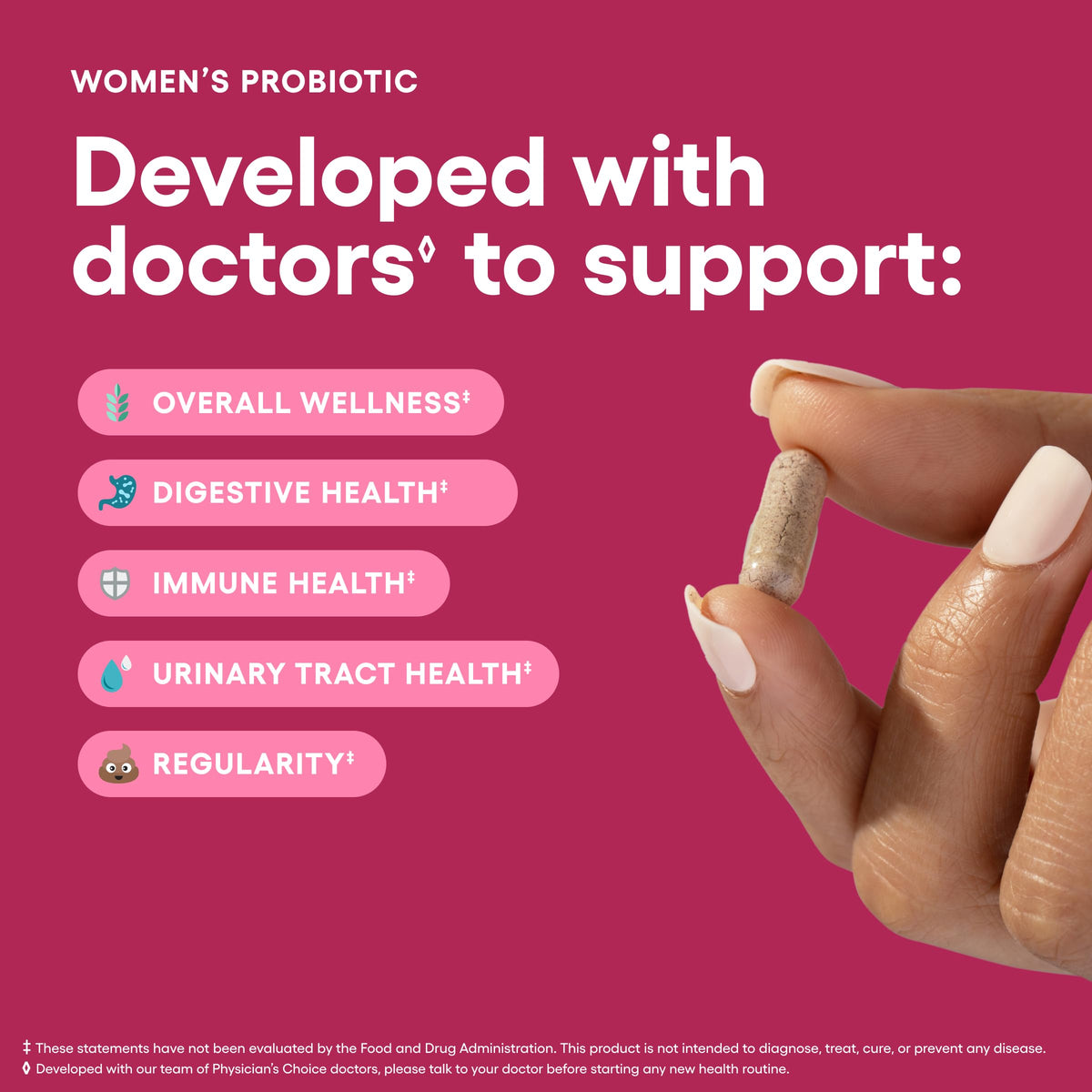 Physician's CHOICE Probiotics for Women - 50B CFU, 6 Strains, Cranberry + Organic Prebiotics - 84 CT - Calm Era