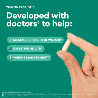 Physician's CHOICE Probióticos – Control de peso e hinchazón, 6 cepas, 84 unidades