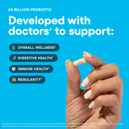 Physician's CHOICE Probióticos 60 mil millones de UFC – 10 Cepas + Prebióticos Orgánicos | 84 unidades