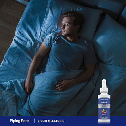 Piping Rock Melatonina Líquida 10 mg – Gotas con Sabor a Bayas, 2 fl oz | Sin OMG, Sin Gluten