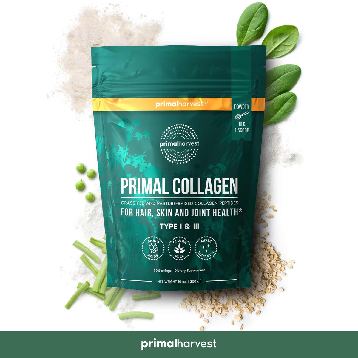 Primal Harvest Collagen Powder Type I & III – 2-Pack, Unflavored - Calm Era