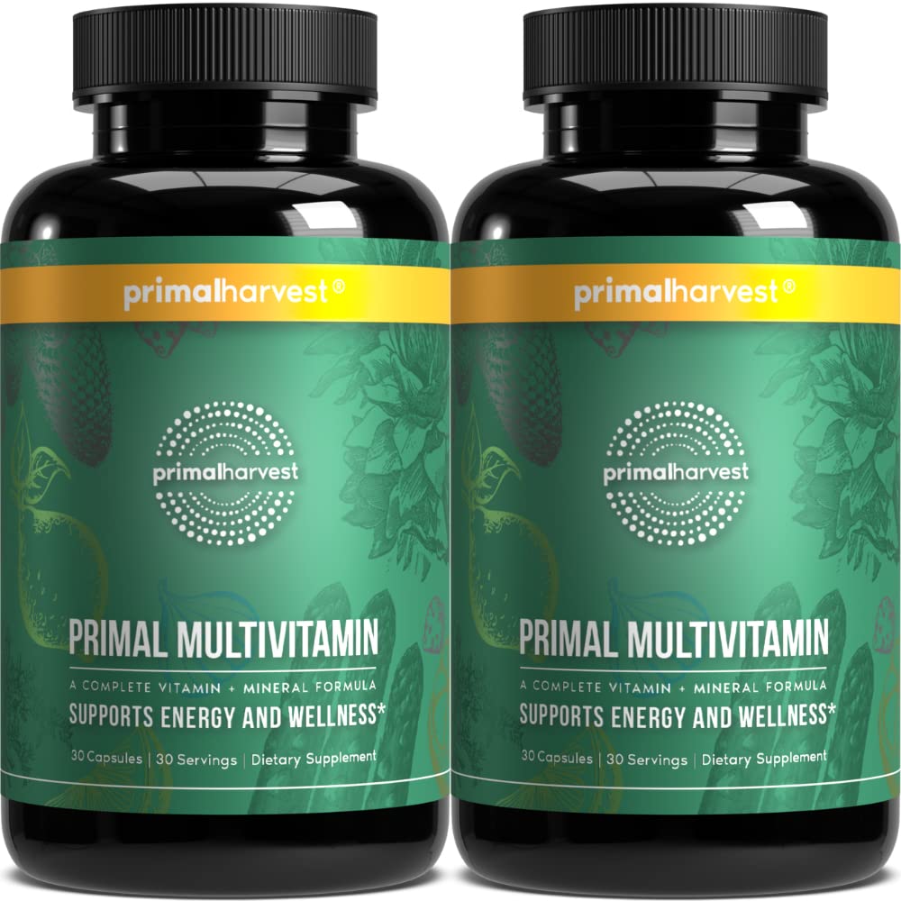 Primal Harvest Primal Multivitamin – 21 nutrientes esenciales, paquete de 2 (30 unidades)