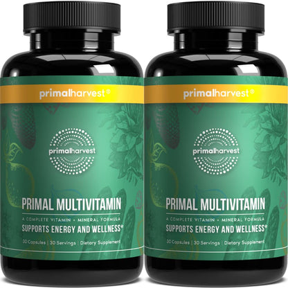 Primal Harvest Primal Multivitamin – 21 nutrientes esenciales, paquete de 2 (30 unidades)