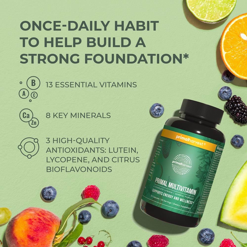 Primal Harvest Primal Multivitamin – 21 nutrientes esenciales, paquete de 2 (30 unidades)