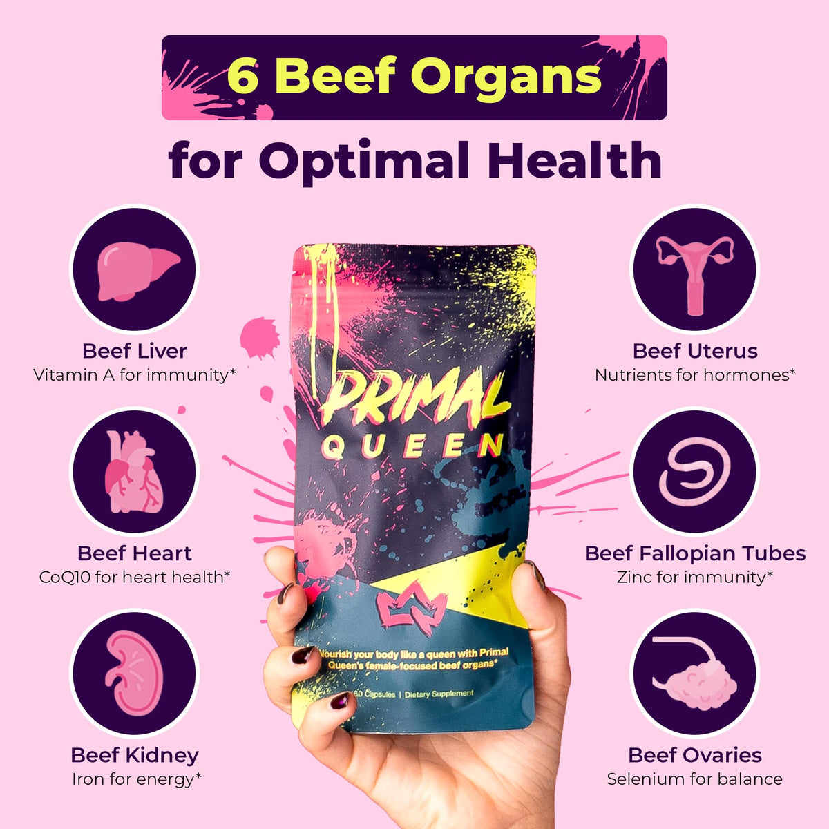 Primal Queen Female Beef Organ Supplement | Grass-Fed Freeze-Dried