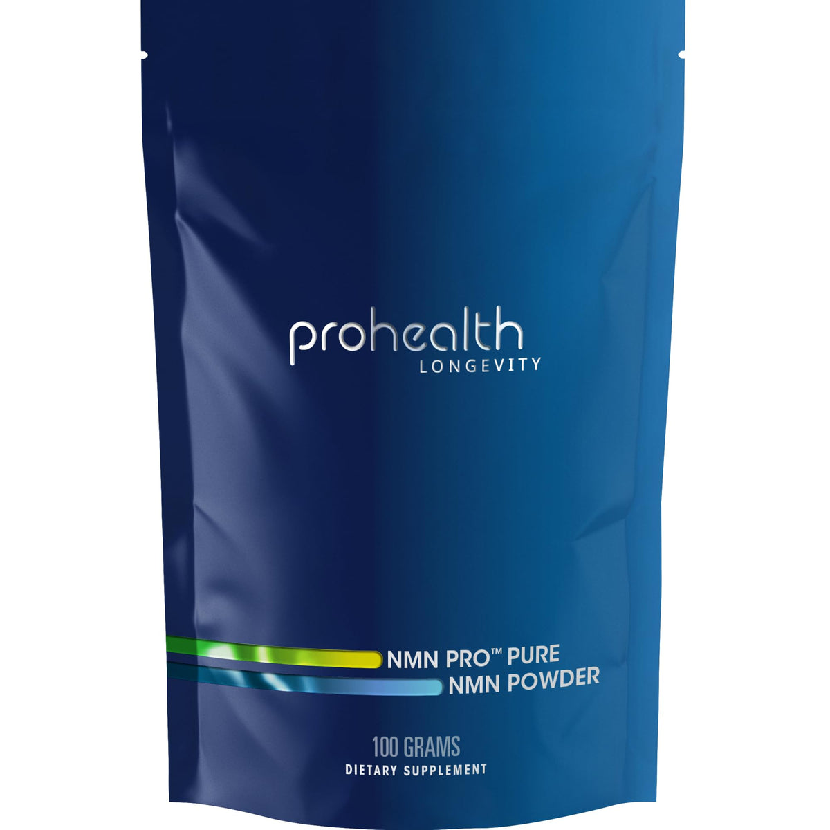 Blue package of prohealth longevity NMN powder on a white background