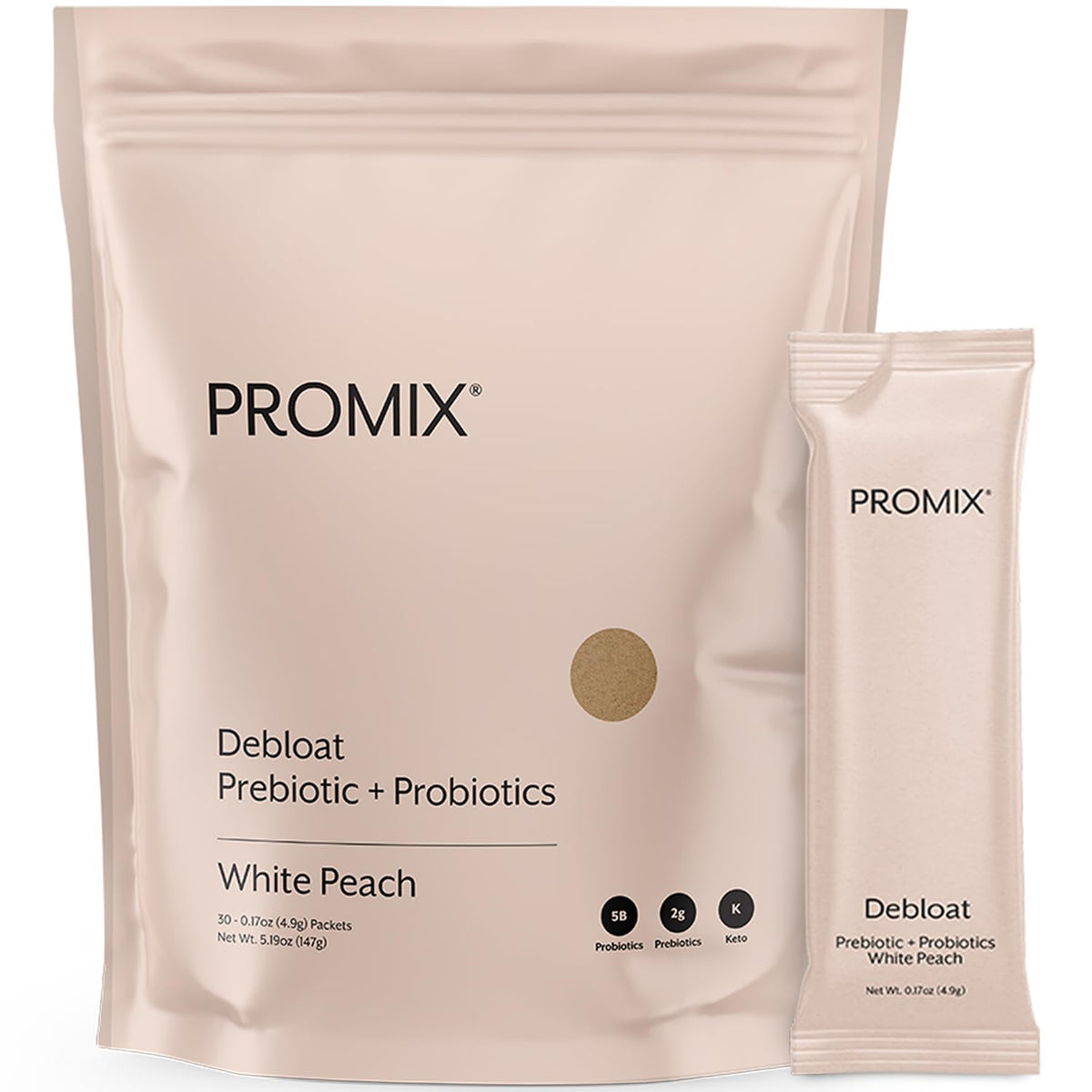 ProMix Nutrition Debloat: Prebiotics & Probiotics for Bloating Relief (White Peach) - 30 Servings - Calm Era