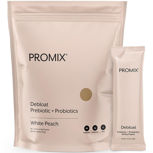 ProMix Nutrition Debloat: Prebiotics & Probiotics for Bloating Relief (White Peach) - 30 Servings - Calm Era