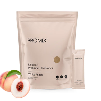 ProMix Nutrition Debloat: Prebiotics & Probiotics for Bloating Relief (White Peach) - 30 Servings - Calm Era