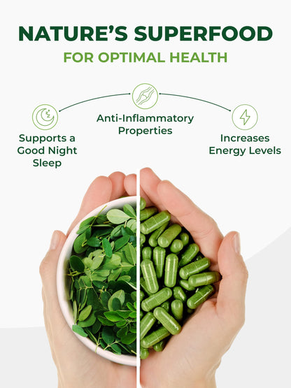 Pura Vida Cápsulas Orgánicas de Moringa 500mg | 120unidades Origen Único