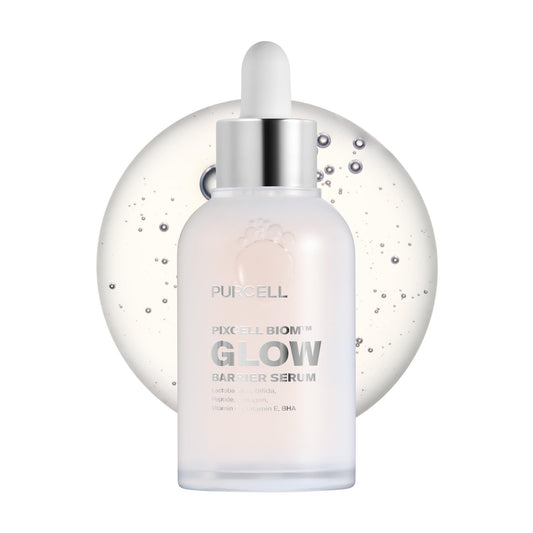 Pursell Pixiecel Biom Glow serum bottle with dropper on a white background