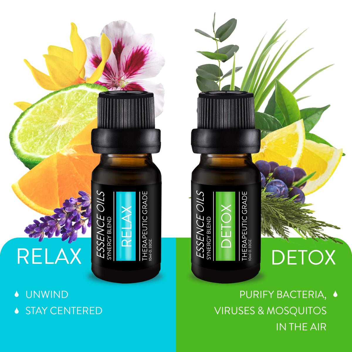 Pure Daily Care Juego de 10 aceites esenciales en mezcla de sinergia de aromaterapia de 10x10 ml