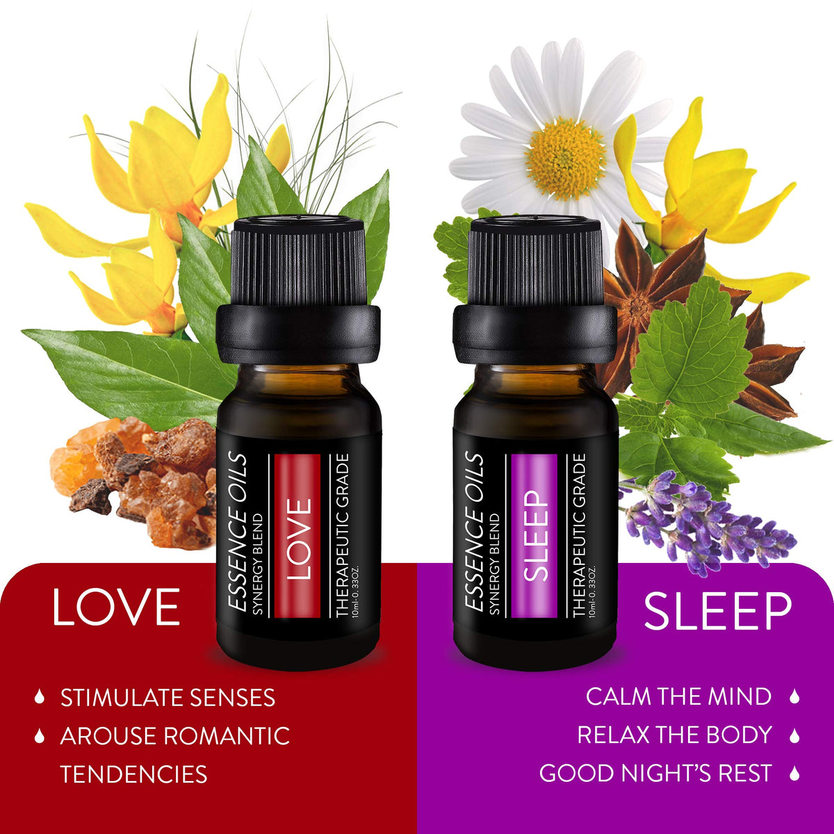 Pure Daily Care Juego de 10 aceites esenciales en mezcla de sinergia de aromaterapia de 10x10 ml
