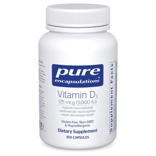 Pure Encapsulations Vitamina D3 5000UI 250 Cápsulas | Hipoalergénico
