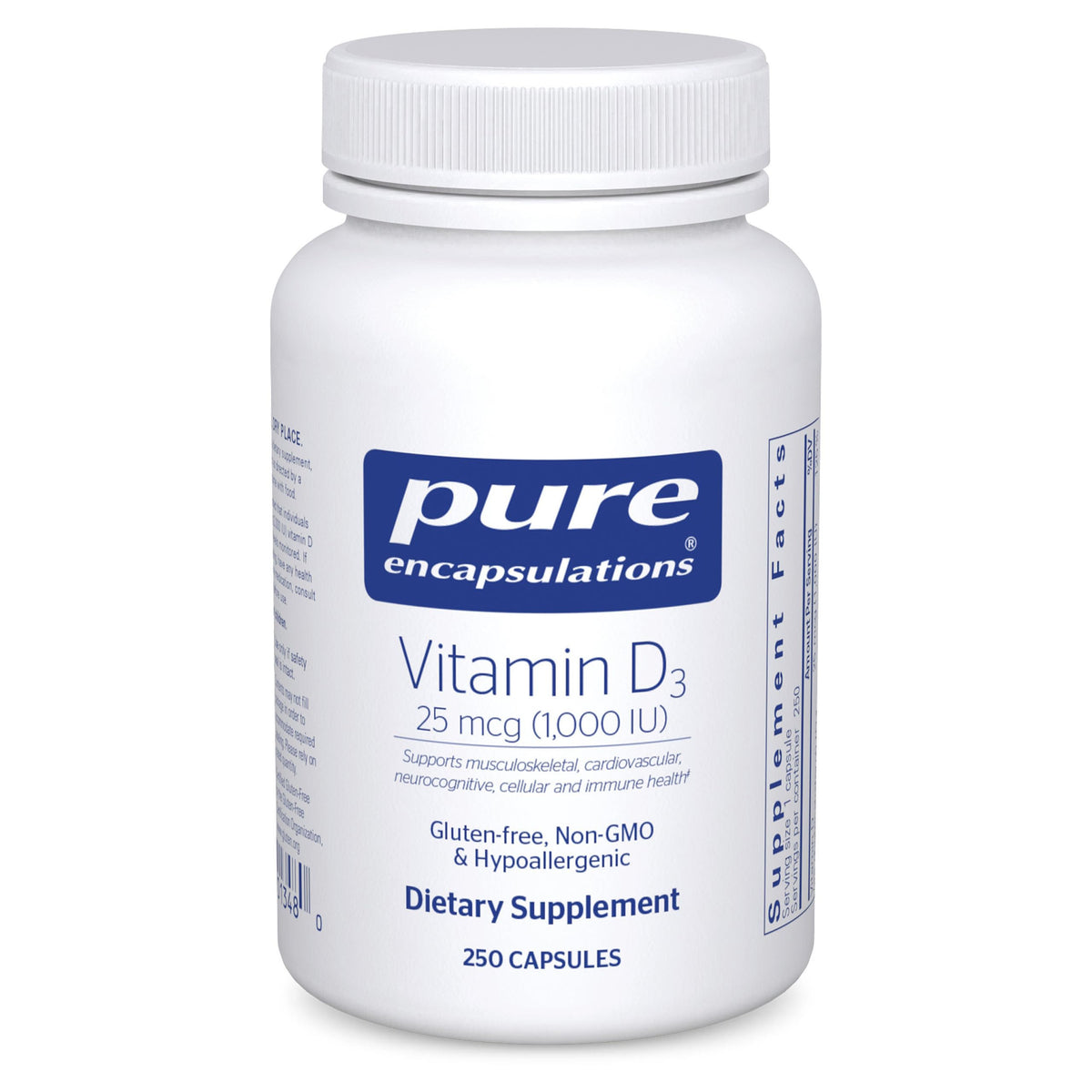 Pure Encapsulations Vitamin D3 25 mcg (1,000 IU) – Supports Bone, Immune, Heart & Colon Health | 250 Capsules - Calm Era