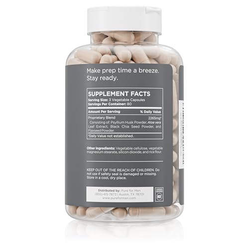 Pure for Men Suplemento de fibra Stay Ready — 240 cápsulas veganas