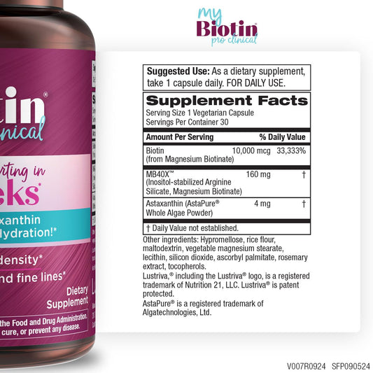 Purity Products MyBiotin ProClinical – 40x Soluble Biotin | 30 Capsules - Calm Era