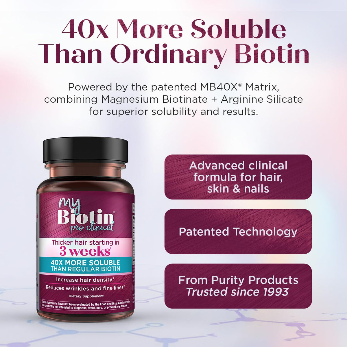 Purity Products MyBiotin ProClinical – 40x Soluble Biotin | 90 Capsules - Calm Era