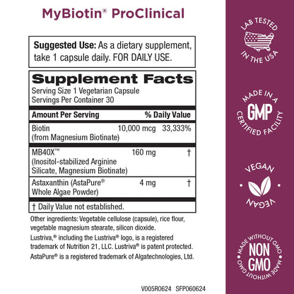 Purity Products MyBiotin ProClinical – 40x Soluble Biotin | 90 Capsules - Calm Era