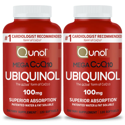 Qunol Mega Ubiquinol CoQ10 100mg – Superior Absorption, 240 Softgels (Pack of 2) - Calm Era